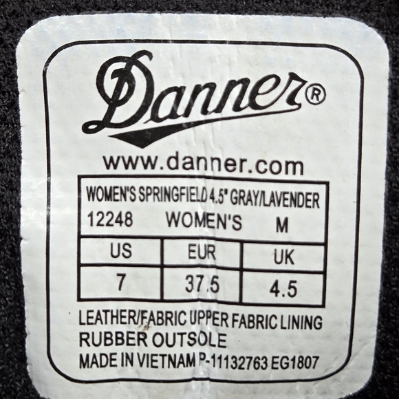 DANNER Springfield 12250 Waterproof 4.5" Safety Toe Work Boot Women's Size 7 - Picture 8 of 8